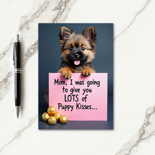 Striped Puppy Kisses Mom Card