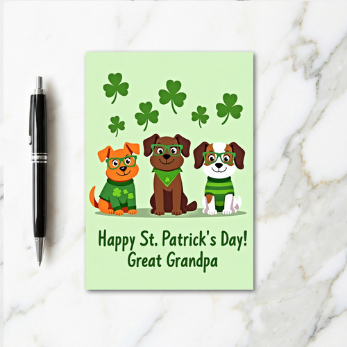 Striped Puppy St Patricks Card