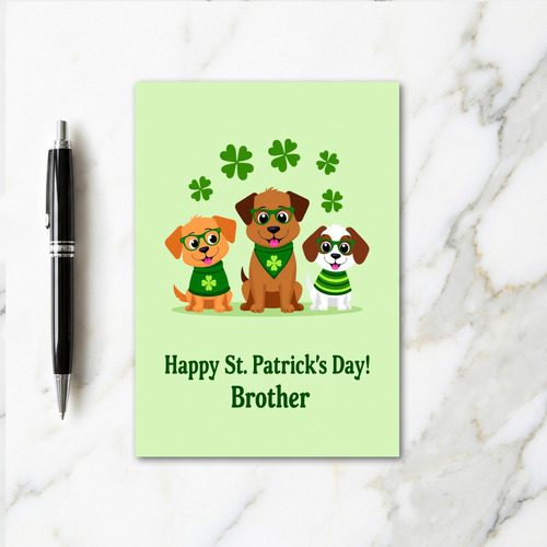 Striped Puppy St Patricks Day Card
