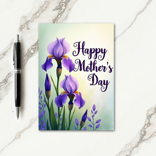 Striped Purple Iris Mothers Day Card