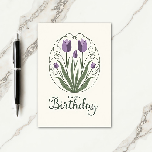 Striped Purple Tulip Art Card