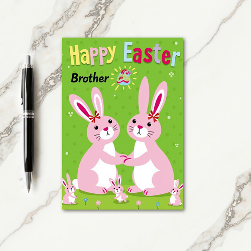 Striped Rabbit Easter Brother Card