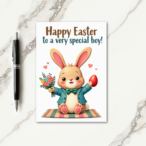 Striped Rabbit Holiday Card