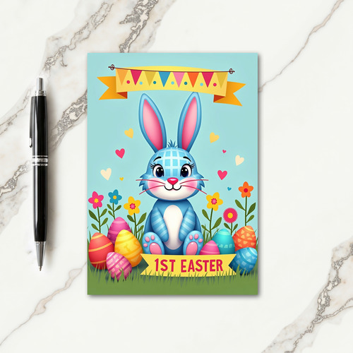 Striped Rabbit Springtime Card