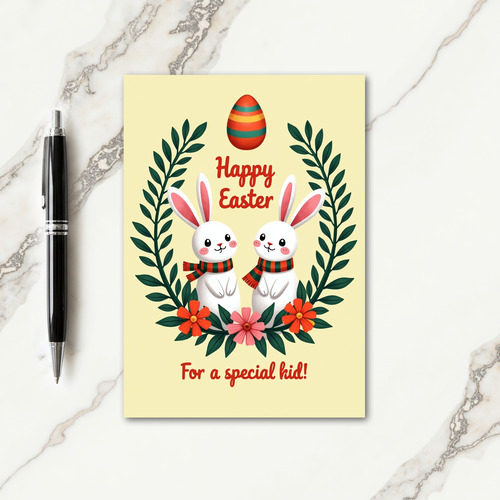 Striped Rabbits Easter Card
