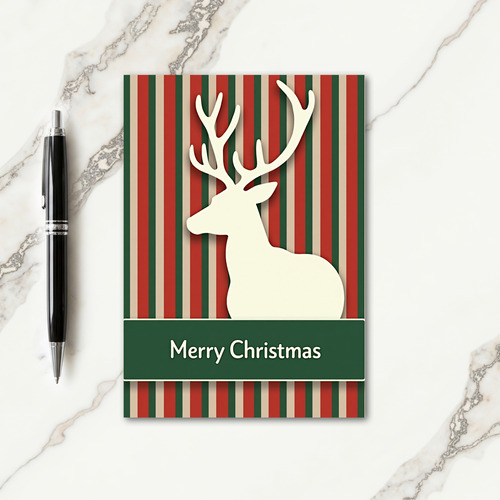 Striped Reindeer Christmas Card