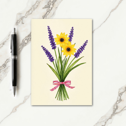 Striped Ribbon Floral Card