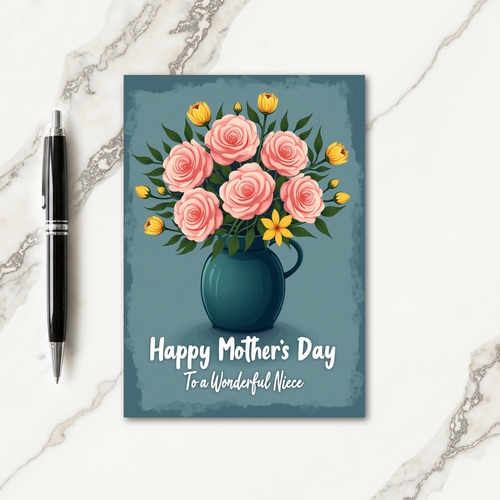 Striped Rose Arrangement Card