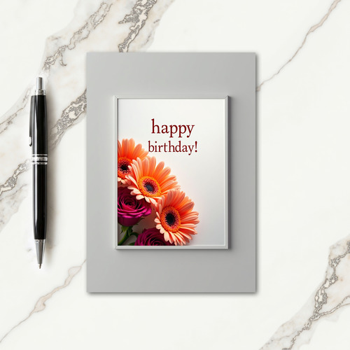 Striped Rose Daisy Celebration Card
