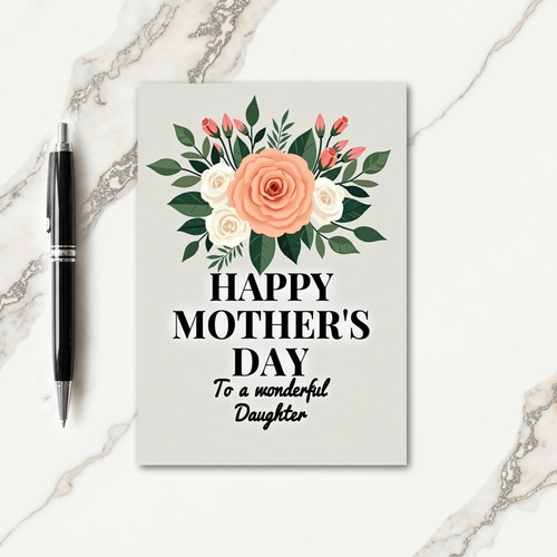 Striped Rose Daughter Mothers Card