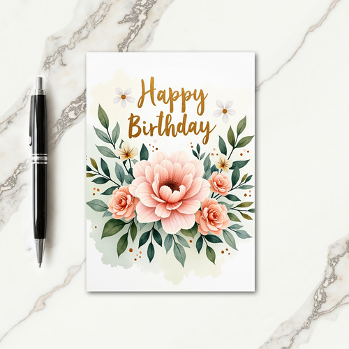 Striped Rose Gold Script Card