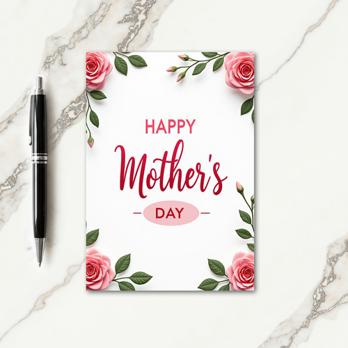 Striped Rose Happy Mothers Day Card
