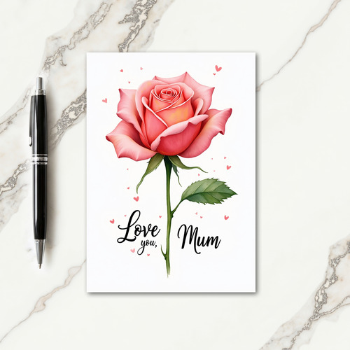 Striped Rose Watercolor Love Card