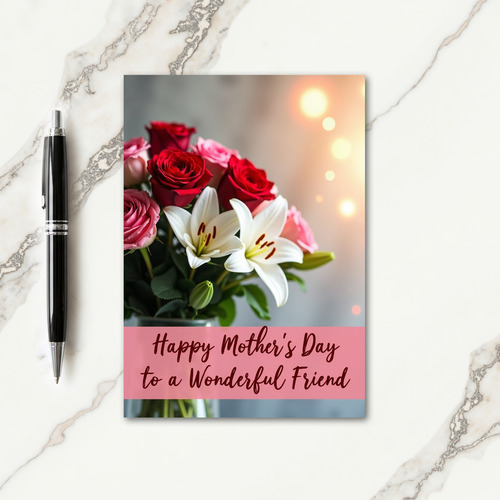 Striped Roses And Lilies Card