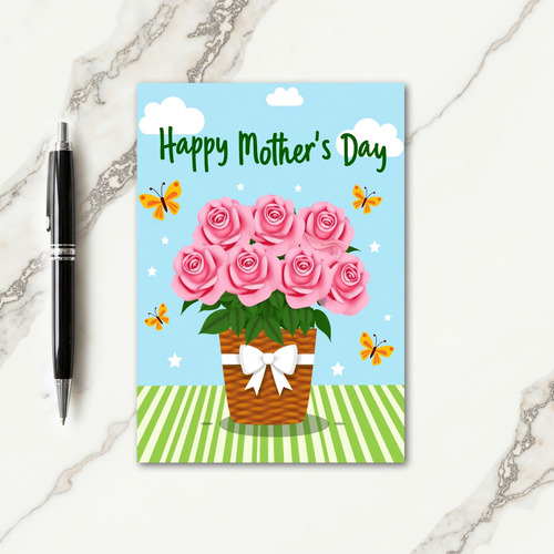 Striped Roses Mothers Day Card
