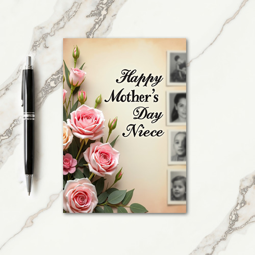 Striped Roses Mothers Day Message Card