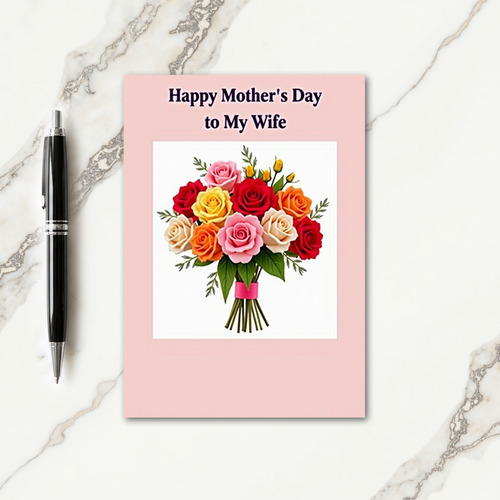Striped Roses Mothers Day To Wife Card