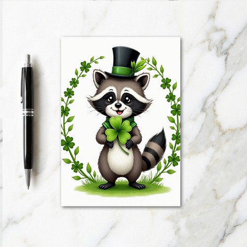 Striped Scarf Raccoon Card