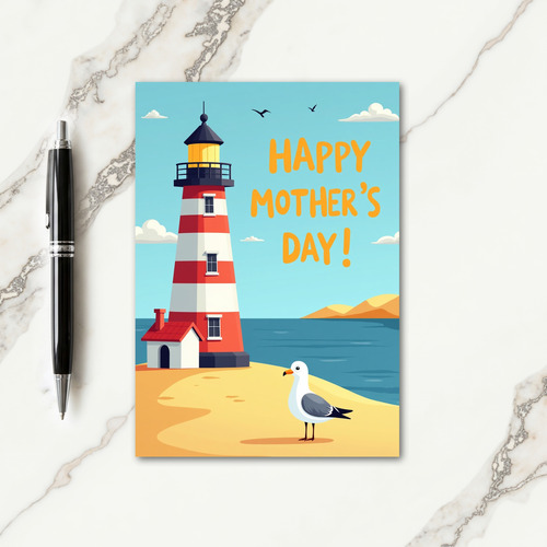 Striped Seashore Scene Card