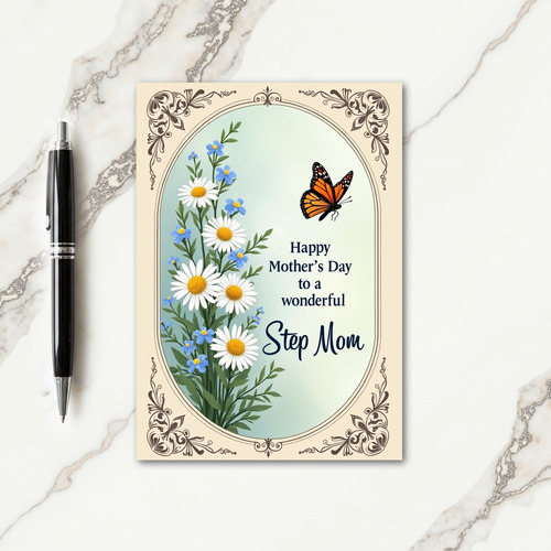 Striped Sepia Scrollwork Card