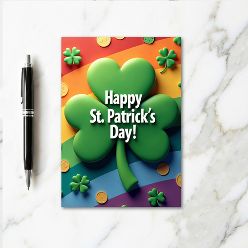Striped Shamrock Happy Day Card
