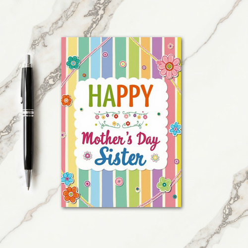 Striped Sisters Mothers Day Card