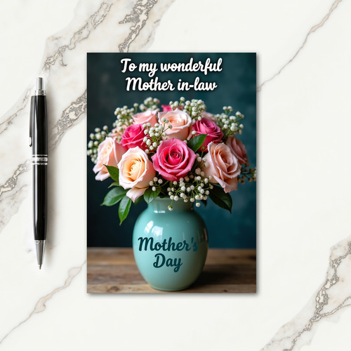 Striped Soft Rose Message Card