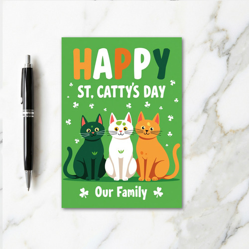 Striped St Catty Day Family Card