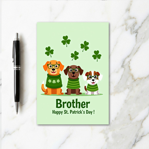 Striped Sweater Dogs St Patricks Card