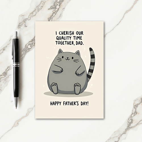 Striped Tail Cat Fathers Day Card
