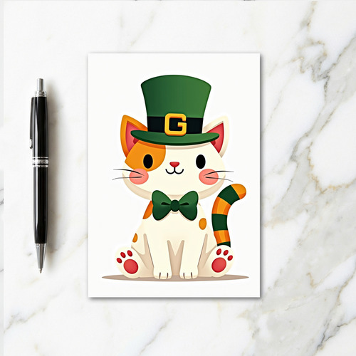Striped Tail Cat St Patricks Card