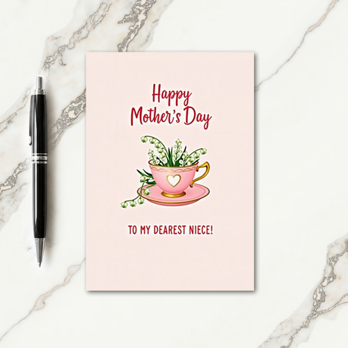 Striped Teacup Flowers Mothers Card