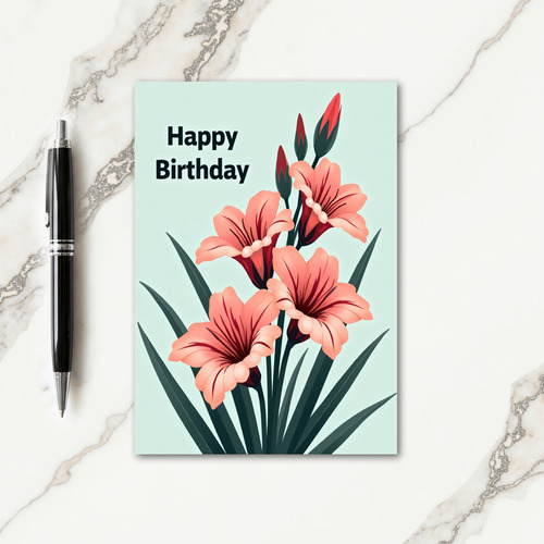 Striped Teal Blossom Card