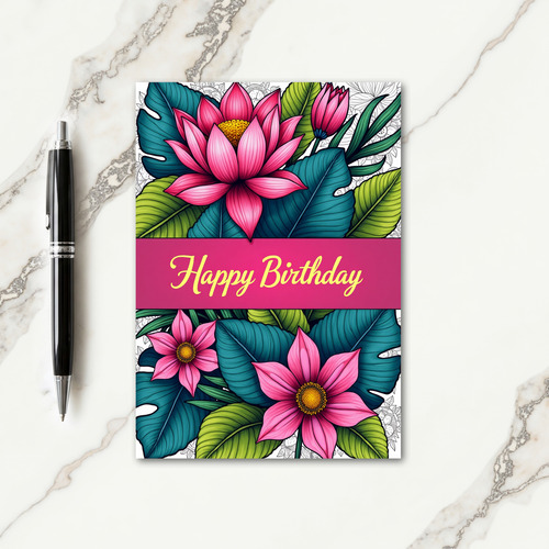 Striped Tropical Floral Card