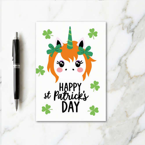 Striped Unicorn Patrick Day Card
