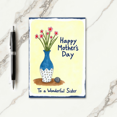 Striped Vase Blossom Thanks Card