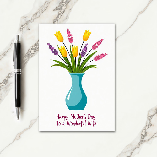 Striped Vase Bouquet Thank You Card