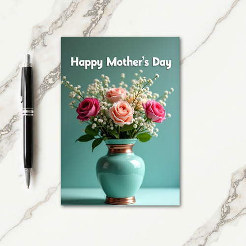Striped Vase Happy Day Greeting Card