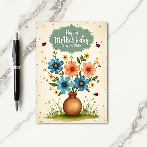Striped Vase Of Blooms Card
