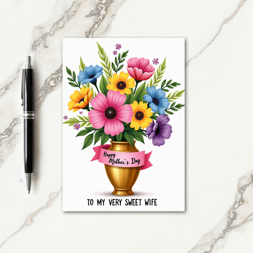 Striped Vase Of Flowers Card