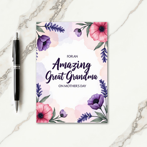 Striped Violet Blossom Thanks Card