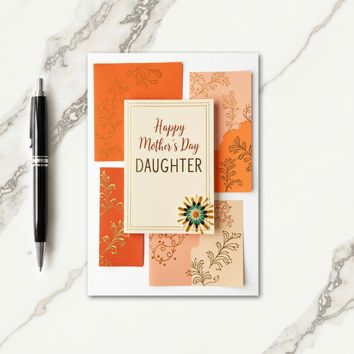 Striped Warm Terracotta Peach Note Card