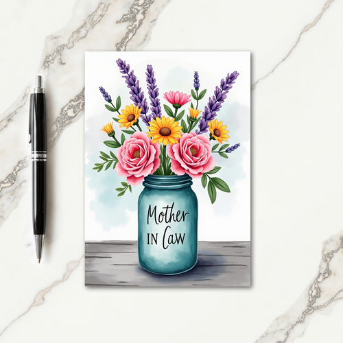 Striped Watercolor Bloom Card