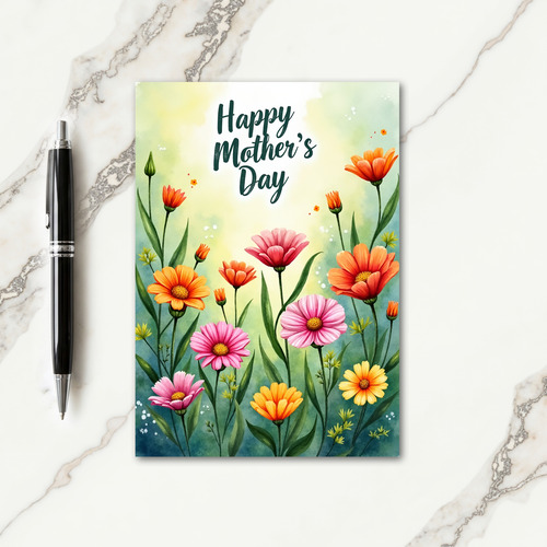 Striped Watercolor Blooms Card