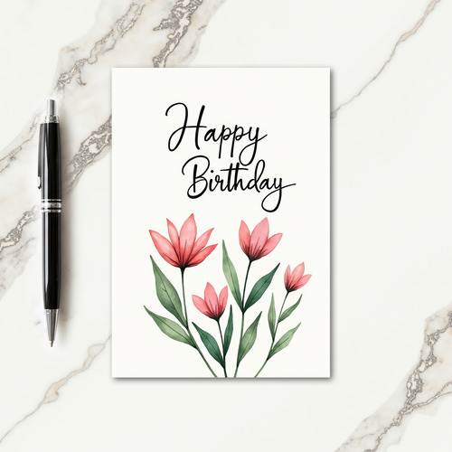 Striped Watercolor Floral Card