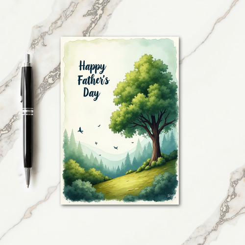 Striped Watercolor Forest Card