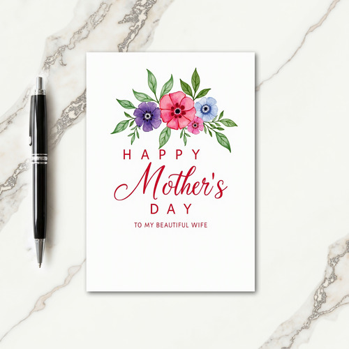 Striped Watercolor Wife Day Card