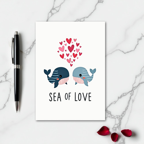 Striped Whales Love Card