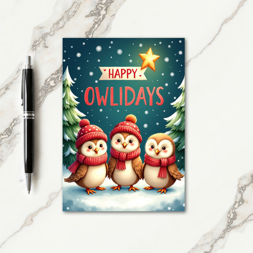 Striped Winter Birds Card