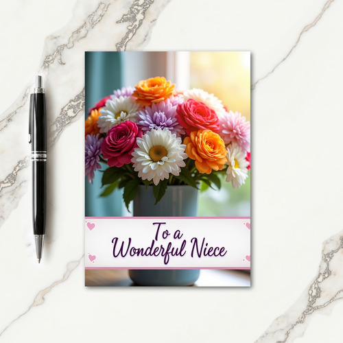 Striped Wonderful Niece Floral Card